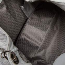 Pre Owned Dior White Cannage Leather Vingate Charm Hobo