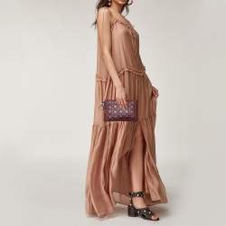 Pre Owned Dior Red Cannage Coated Canvas Panarea Clutch