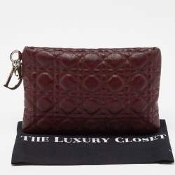 Pre Owned Dior Red Cannage Coated Canvas Panarea Clutch