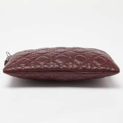 Pre Owned Dior Red Cannage Coated Canvas Panarea Clutch