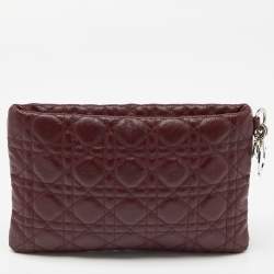 Pre Owned Dior Red Cannage Coated Canvas Panarea Clutch