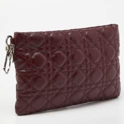 Pre Owned Dior Red Cannage Coated Canvas Panarea Clutch