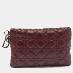 Pre Owned Dior Red Cannage Coated Canvas Panarea Clutch