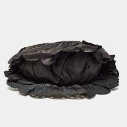 Pre Owned Dior Dark Grey Leather Small Gypsy Ruffle Hobo