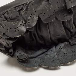 Pre Owned Dior Dark Grey Leather Small Gypsy Ruffle Hobo