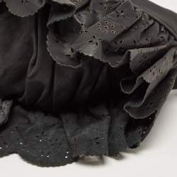 Pre Owned Dior Dark Grey Leather Small Gypsy Ruffle Hobo