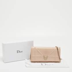 Dior Beige Patent Leather Diorama Wallet on Chain