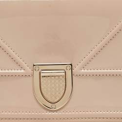 Dior Beige Patent Leather Diorama Wallet on Chain