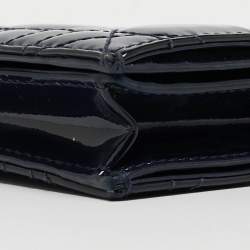 Pre Owned Dior Navy Blue Cannage Patent Leather Mini Lady Dior Wallet