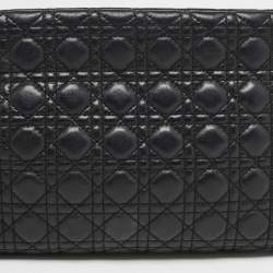 Pre Owned Dior Black Cannage Leather Panarea Clutch