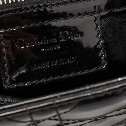 Pre Owned Dior Black Cannage Patent Leather Large Lady Dior Tote