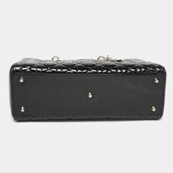Pre Owned Dior Black Cannage Patent Leather Large Lady Dior Tote