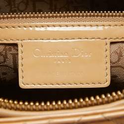 Pre Owned Dior Beige Cannage Patent Leather Extra Large Lady Dior Tote