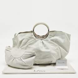 Pre Owned Dior Mint Green Shimmering Suede Babe Hobo