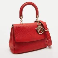Pre Owned Dior Red Leather Small Be Dior Flap Top Handle Bag