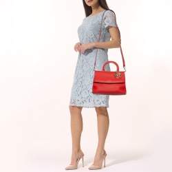 Pre Owned Dior Red Leather Small Be Dior Flap Top Handle Bag