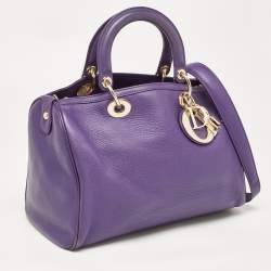 مملوكة مسبقًا Dior Purple Leather Diorissimo Bowler Bag