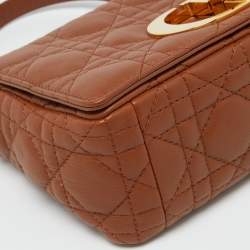 Pre Owned Dior Brown Cannage Leather Small Caro Shoulder Bag