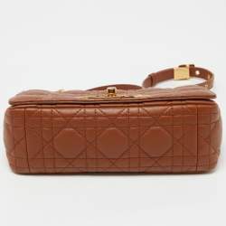 Pre Owned Dior Brown Cannage Leather Small Caro Shoulder Bag