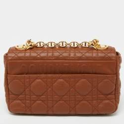 Pre Owned Dior Brown Cannage Leather Small Caro Shoulder Bag