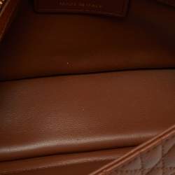 Pre Owned Dior Brown Cannage Leather Small Caro Shoulder Bag