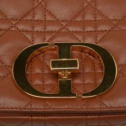 Pre Owned Dior Brown Cannage Leather Small Caro Shoulder Bag