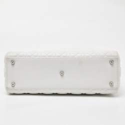 Pre Owned Dior White Cannage Leather Large Lady Dior Tote