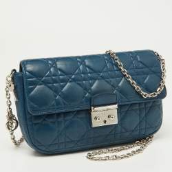 Dior Blue Cannage Leather Small Miss Dior Flap Bag