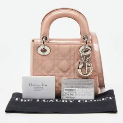 Dior Pink Cannage Patent Leather Mini Lady Dior Tote