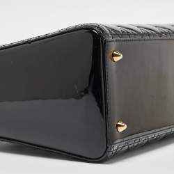 مملوكة مسبقًا Dior Black Cannage Patent Leather Medium Lady Dior Tote