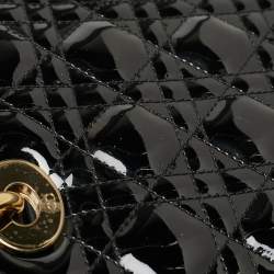مملوكة مسبقًا Dior Black Cannage Patent Leather Medium Lady Dior Tote