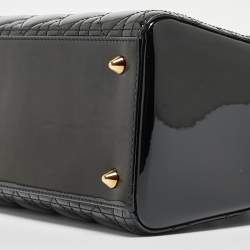 مملوكة مسبقًا Dior Black Cannage Patent Leather Medium Lady Dior Tote