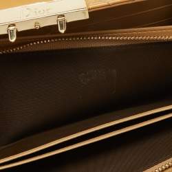 Pre Owned Dior Beige Cannage Patent Leather New Lock Wallet on Chain