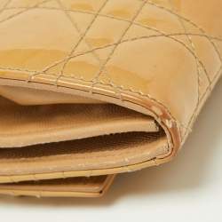Pre Owned Dior Beige Cannage Patent Leather New Lock Wallet on Chain