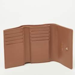 Pre Owned Dior Old Rose Leather Diorama Trifold Wallet