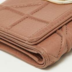 Pre Owned Dior Old Rose Leather Diorama Trifold Wallet
