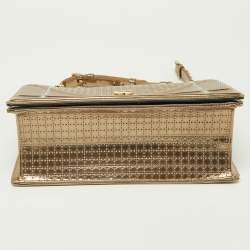 Pre Owned Dior Gold Microcannage Patent Leather Medium Diorama Flap Shoulder Bag