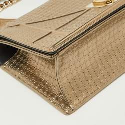 Pre Owned Dior Gold Microcannage Patent Leather Medium Diorama Flap Shoulder Bag