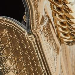 Pre Owned Dior Gold Microcannage Patent Leather Medium Diorama Flap Shoulder Bag