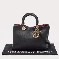 Dior Black Leather Medium Diorissimo Shopper Tote