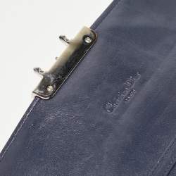 Pre Owned Dior Navy Blue Cannage Leather New Lock Wallet on Chain