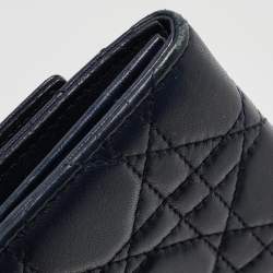 Pre Owned Dior Navy Blue Cannage Leather New Lock Wallet on Chain