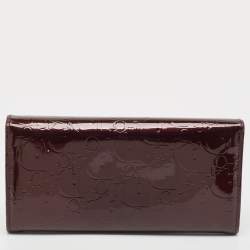 Pre Owned Dior Burgundy Oblique Embossed Patent Leather Continental Wallet