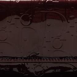 Dior Burgundy Oblique Embossed Patent Leather Continental Wallet