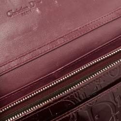 Pre Owned Dior Burgundy Oblique Embossed Patent Leather Continental Wallet
