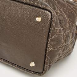 Pre Owned Dior Olive Green Coated Canvas and Leather Small Panarea Tote