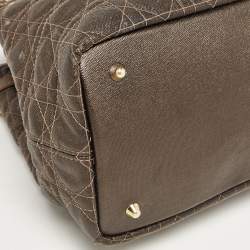 Pre Owned Dior Olive Green Coated Canvas and Leather Small Panarea Tote
