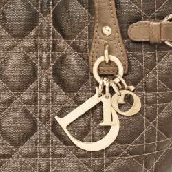 Pre Owned Dior Olive Green Coated Canvas and Leather Small Panarea Tote
