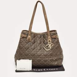 Pre Owned Dior Olive Green Coated Canvas and Leather Small Panarea Tote