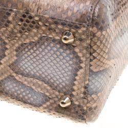 Pre Owned حقيبة ديور ليدي ديور جلد ثعبان بيج كبيرة